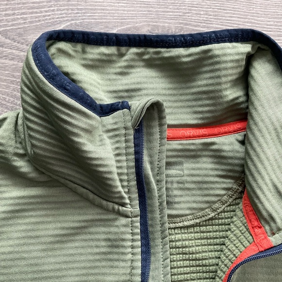 Orvis Horseshoe Hills Fleece 1/2 Zip Womens XL Green Navy Stretch Relaxed 3J79 - Picture 5 of 12